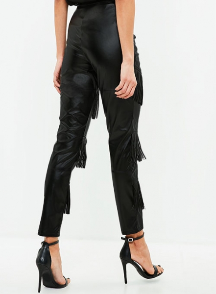 Tiered Fringe Leather Pants