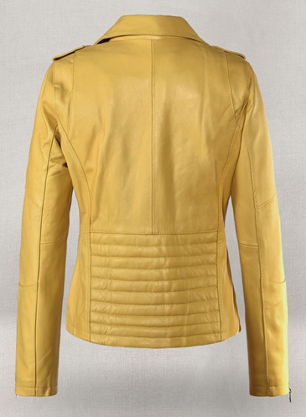 Yellow Rihanna Leather Jacket #1