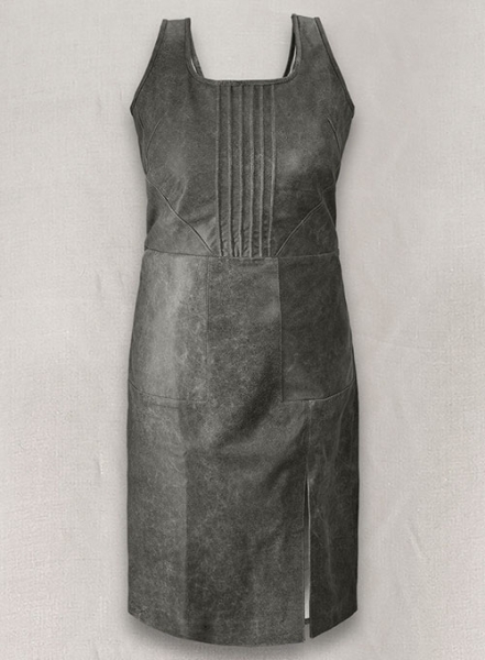 Vintage Dirty Gray Neve Campbell Leather Dress
