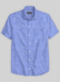 European Jordy Blue Linen Shirt - Half Sleeves