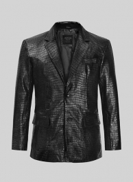 Croc Black Leather Blazer Croc Black Leather Blazer