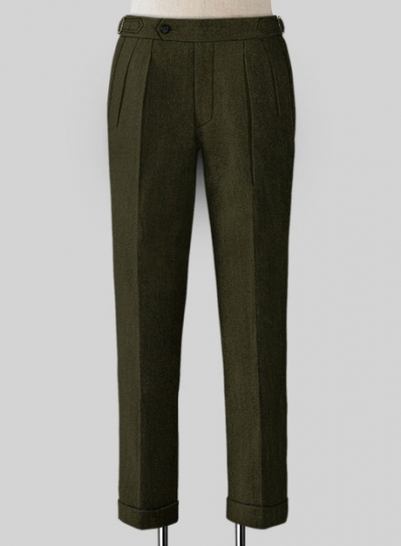Light Weight Dark Green Highland Tweed Trousers