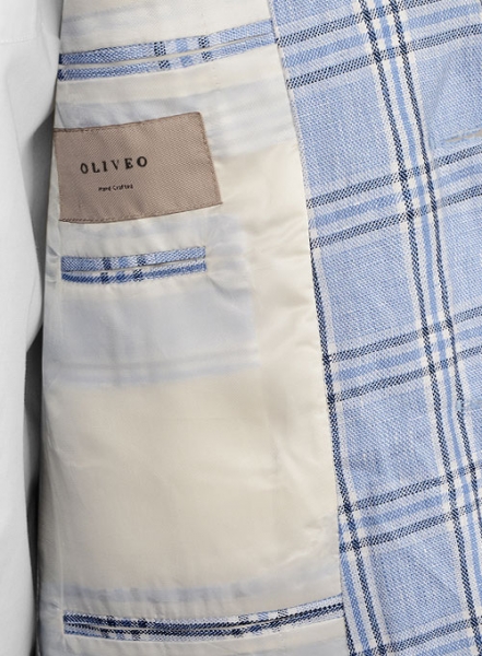 Italian Atlas Blue Linen Half Lined Jacket