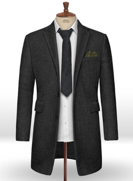Charcoal Heavy Tweed Overcoat