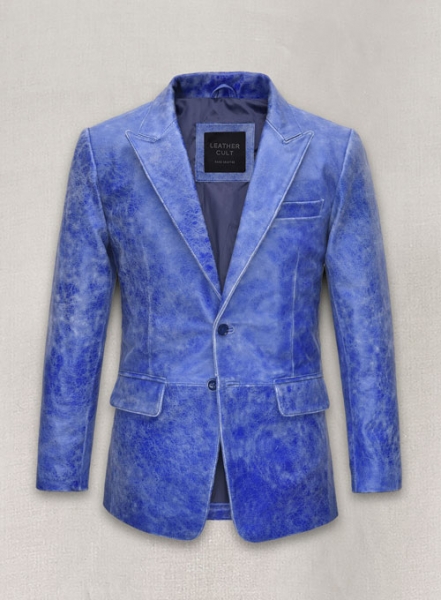 Artistic Blue Leather Suit
