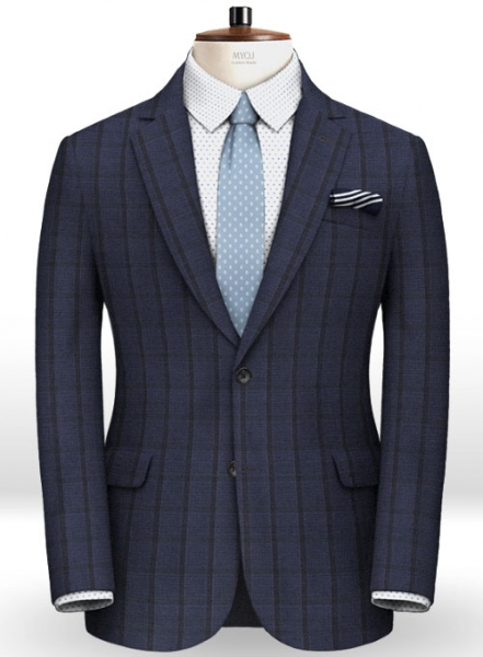 Napolean Tartan Space Blue Wool Jacket