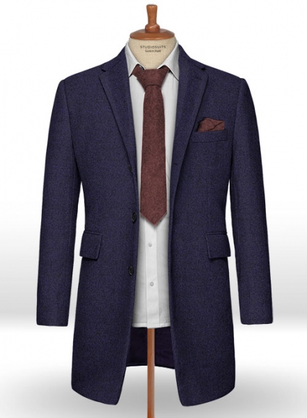 Vintage Rope Weave Purple Blue Tweed Overcoat