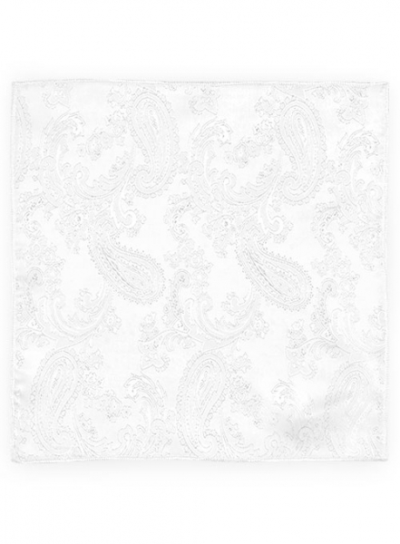 Paisley Pocket Square - White