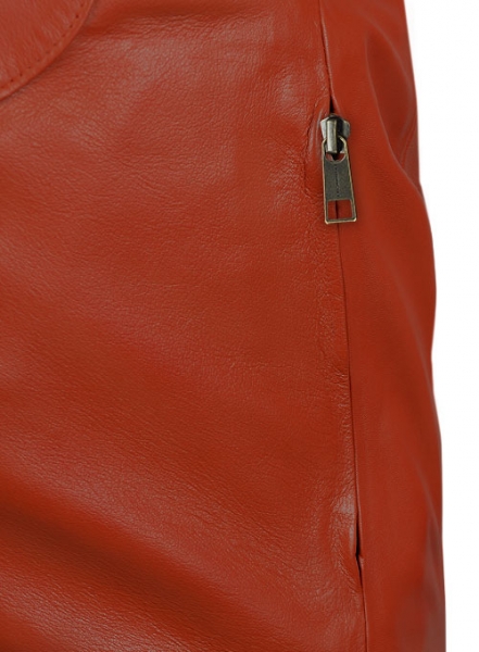 Bright Orange Leather Jacket #706