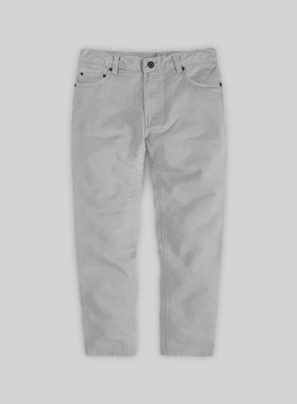 Kids Light Gray Feather Cotton Canvas Stretch Jeans