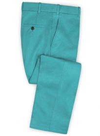 Teal Blue Stretch Satin Cotton Pants