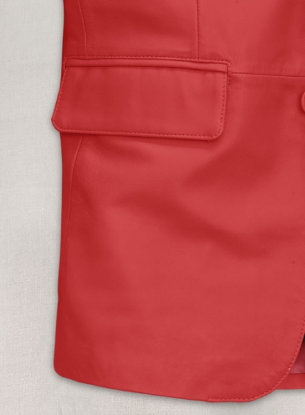 Soft Tango Red Leather Blazer