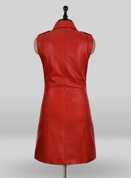 Red Motivated Biker Leather Dress #772