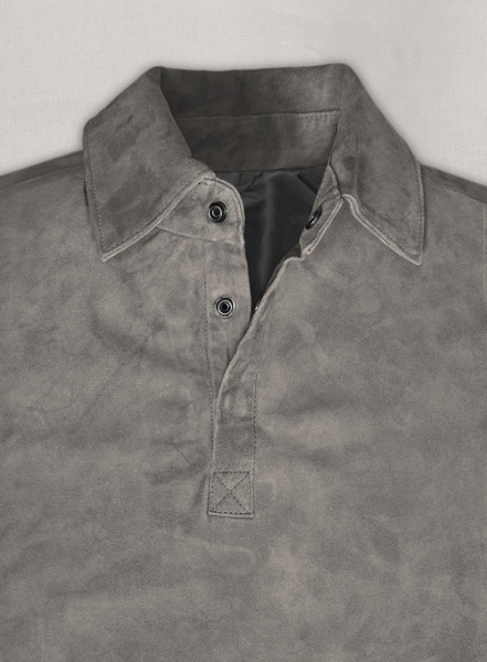Gray Suede Leather T-Shirt #2