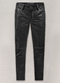 Rubbed Black Leather Jeans Style Rubbed Black Leather Jeans Style