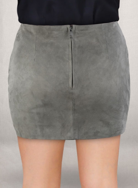 Gray Suede Bossy Buckle Leather Skirt - #443