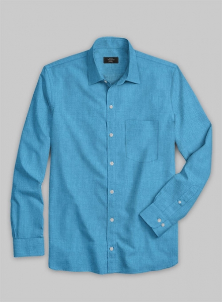 European Blue Linen Shirt - Full Sleeves