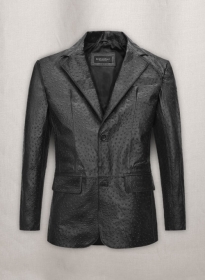 Black Ostrich Leather Blazer