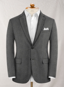 Reda Dark Gray Herringbone Tweed Jacket