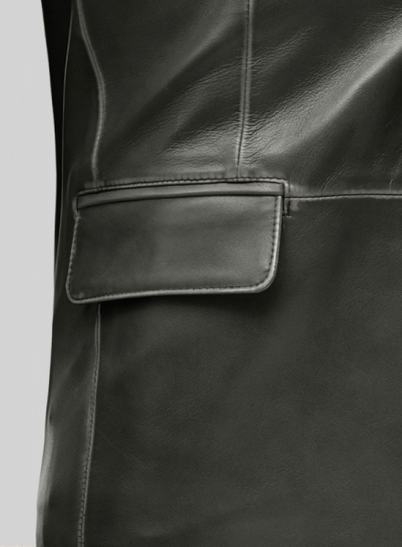 Rubbed Charcoal Leather Blazer