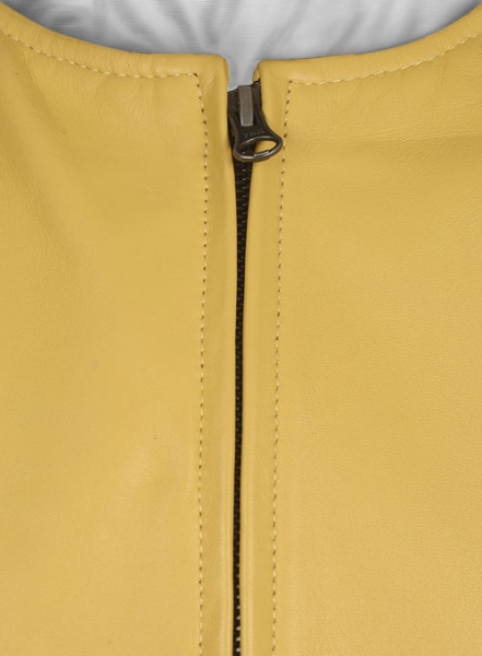 Yellow Leather Fighter T-Shirt Jacket