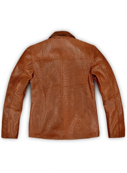 Tan Brown Ostrich Leather Hipster Jacket #2