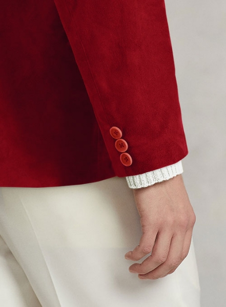 Soft Lava Red Suede Leather Blazer
