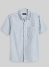Light Gray Herringbone Cotton Shirt - Half Sleeves