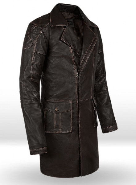 Rubbed Brown Will Smith I Robot Leather Trench Coat