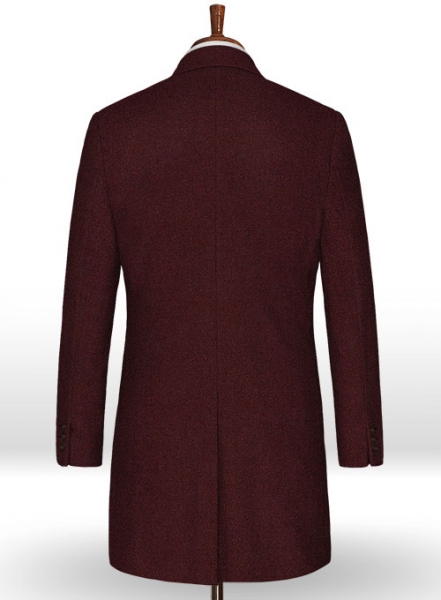 Wine Heavy Tweed Overcoat