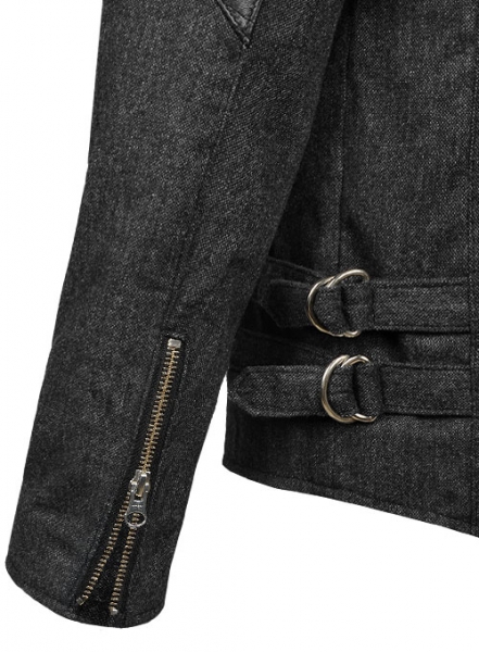 Stone Charcoal Tweed Leather Combo Jacket # 667