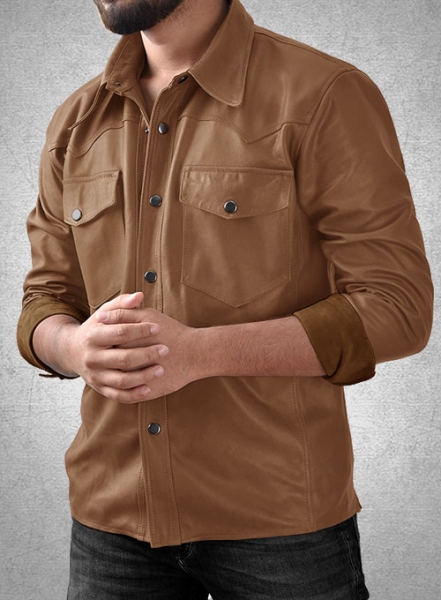 Light Weight Unlined Tan Leather Shirt