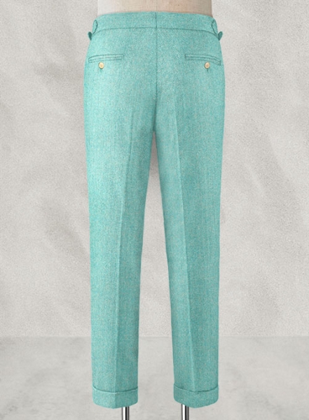 Melange Aqua Blue Highland Tweed Trousers