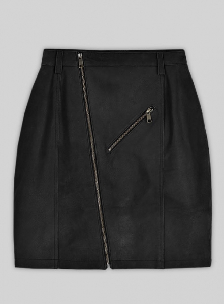 Distressed Black Stylish Leather Skirt #148