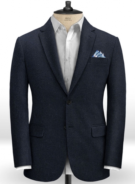 Deep Blue Herringbone Tweed Suit