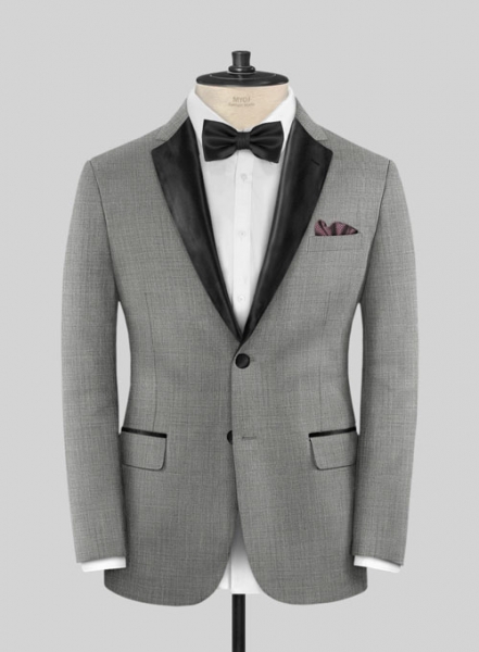 Napolean Sharkskin Light Gray Wool Tuxedo Suit