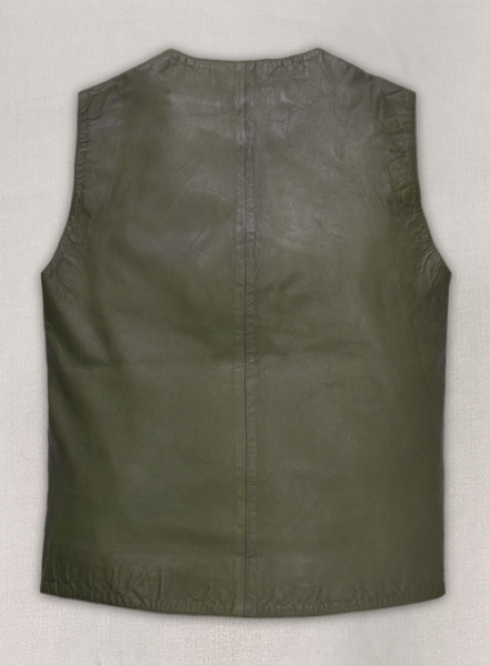 Basicallo Green Washed and Wax Leather Vest # 301