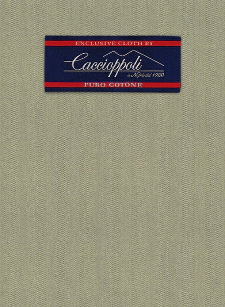Caccioppoli Herringbone Solar Green Cotton Pants