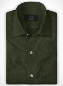 Olive Herringbone Cotton Shirt
