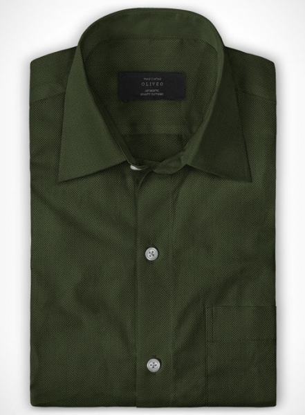 Olive Herringbone Cotton Shirt