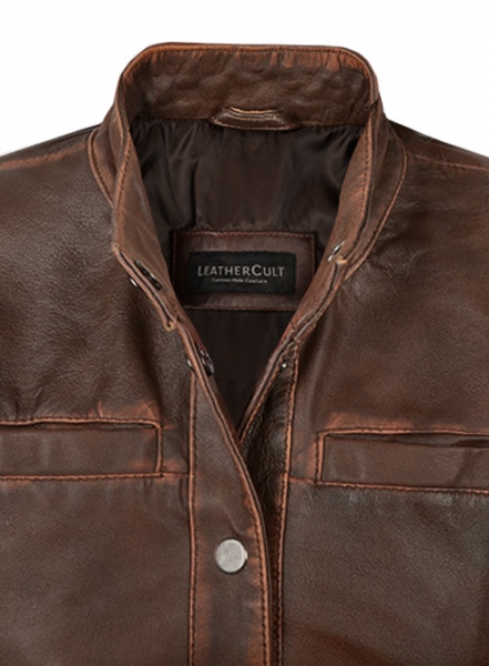 Rubbed Tan Washed Leather Jacket # 536