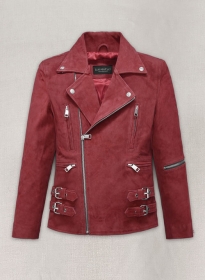 French Red Suede Leather Jacket # 903