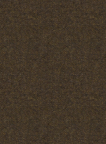 Bottle Brown Herringbone Tweed Pea Coat