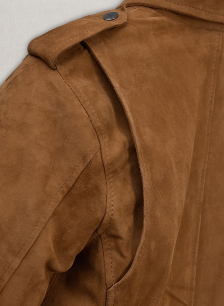 Caramel Brown Suede Pure Leather Biker Jacket #2