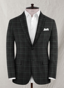 Reda Black Green Checks Wool Jacket