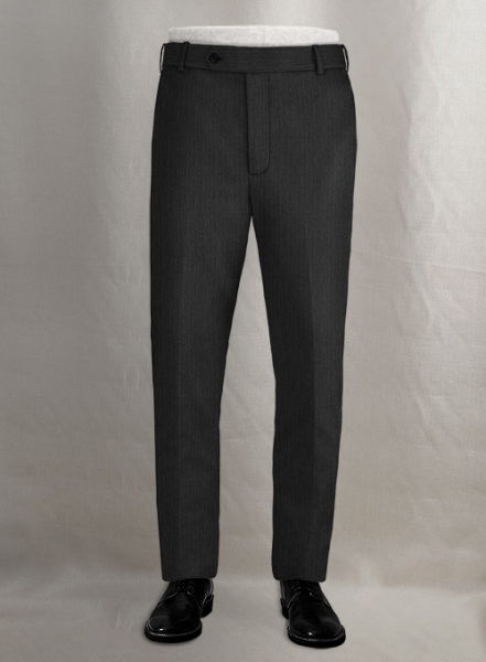 Napolean Charcoal Herringbone Wool Pants