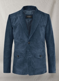Blue Suede Western Leather Blazer