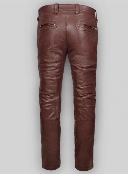 Soft Maroon Washed & Wax Belafonte Leather Pants