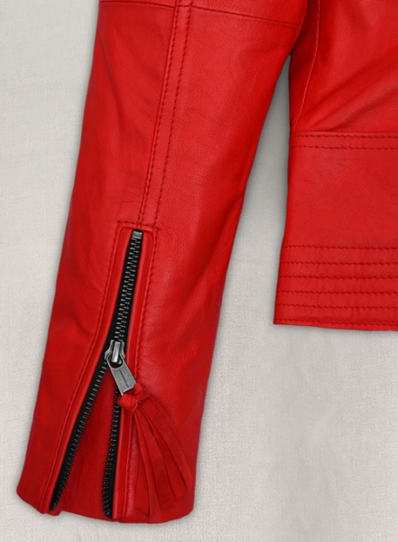 Soft Blood Red Washed and Wax Leather Jacket # 520