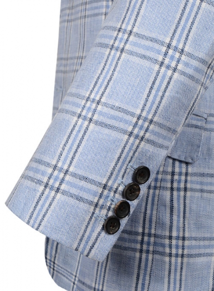 Italian Atlas Blue Linen Half Lined Jacket